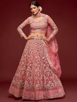 Thumbnail for Tulsi Art Alluring Pink Dori Work Soft Net Ceremony Wear Lehenga Choli
