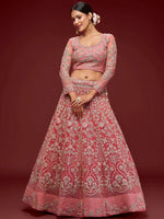 Thumbnail for Tulsi Art Alluring Pink Dori Work Soft Net Ceremony Wear Lehenga Choli