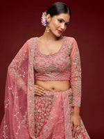 Thumbnail for Tulsi Art Alluring Pink Dori Work Soft Net Ceremony Wear Lehenga Choli