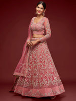 Thumbnail for Tulsi Art Alluring Pink Dori Work Soft Net Ceremony Wear Lehenga Choli
