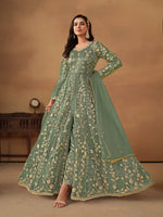 Thumbnail for Anaita Green Embroidered Net Anarkali Suit - Distacart