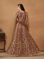 Thumbnail for Anaita Brown Embroidered Butterfly Net Anarkali Suit - Distacart