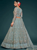 Thumbnail for Tulsi Art Exquisite Sky-Blue Dori Work Soft Net Ceremony Wear Lehenga Choli