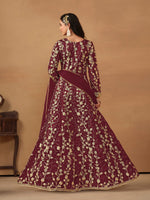 Thumbnail for Anaita Wine Embroidered Butterfly Net Anarkali Suit - Distacart