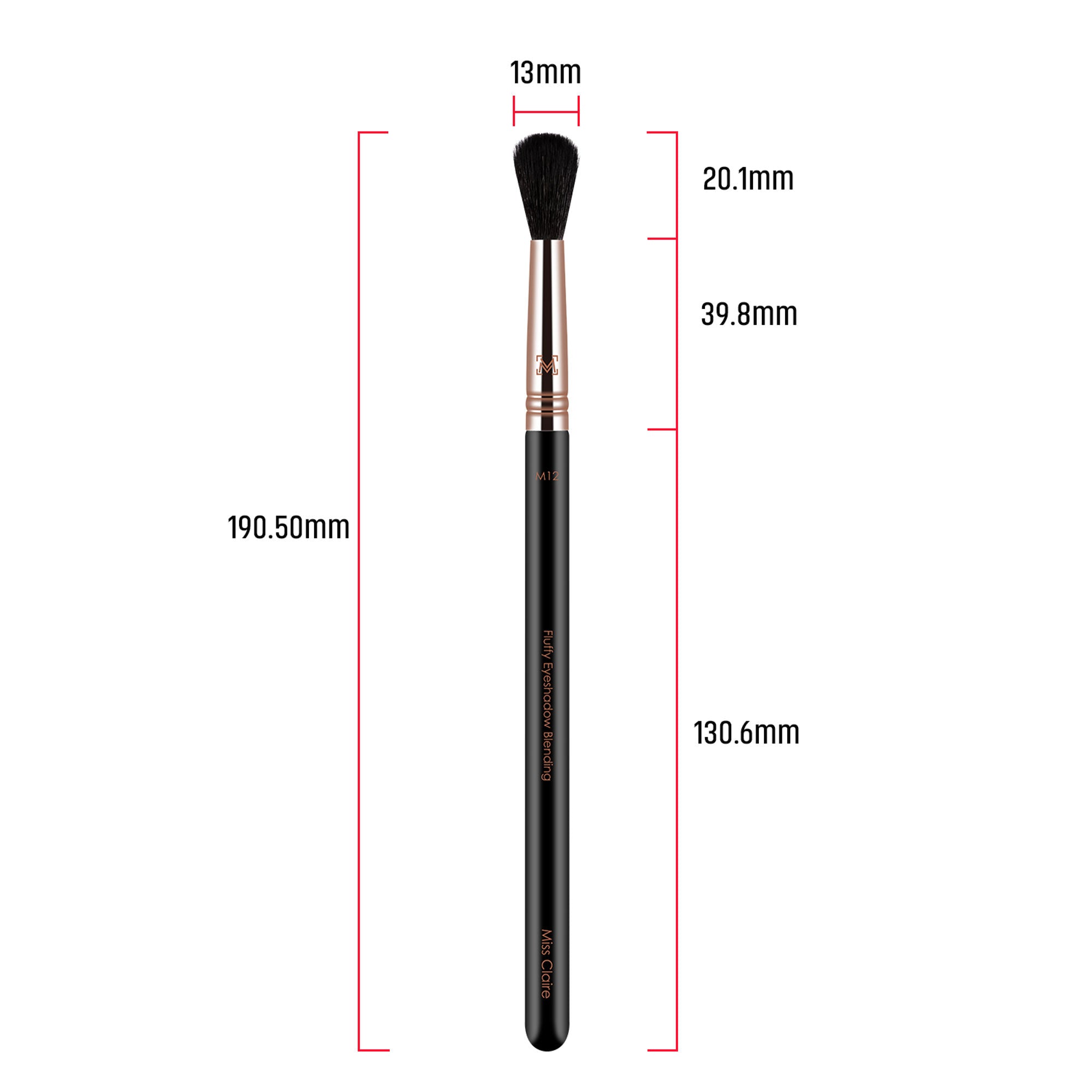 Miss Claire M12 - Fluffy Eyeshadow Blending Brush (Black) - Rose Gold - Distacart