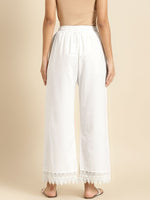 Thumbnail for TAG 7 Women White Solid Hem Design Straight Palazzos