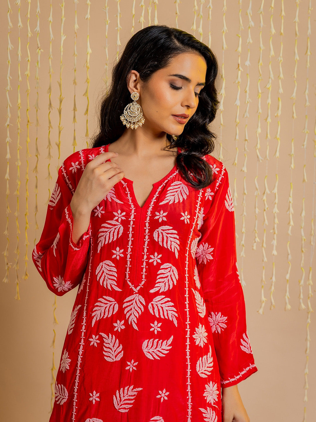 HOUSE OF KARI Ethnic Motifs Chikankari Silk Kurta - Distacart