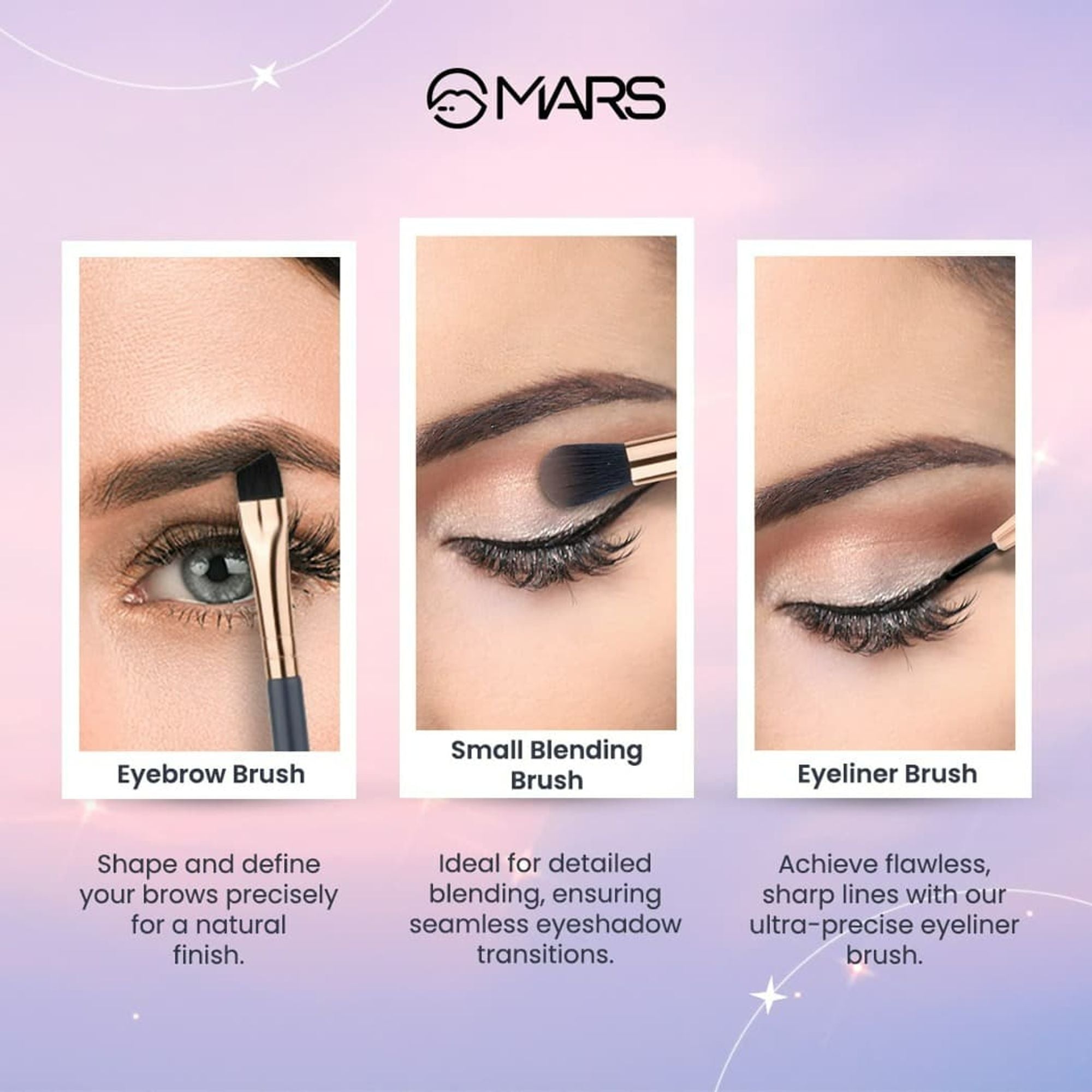 MARS Cosmetics Eye Enchanted Brush - Set of 3 - Distacart