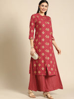 Thumbnail for All About You Women Red Ethnic Motifs Printed Kurta with Palazzos - Distacart