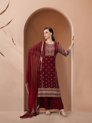 All About You Women Ethnic Motifs Printed Kurta with Palazzos & Dupatta - Distacart