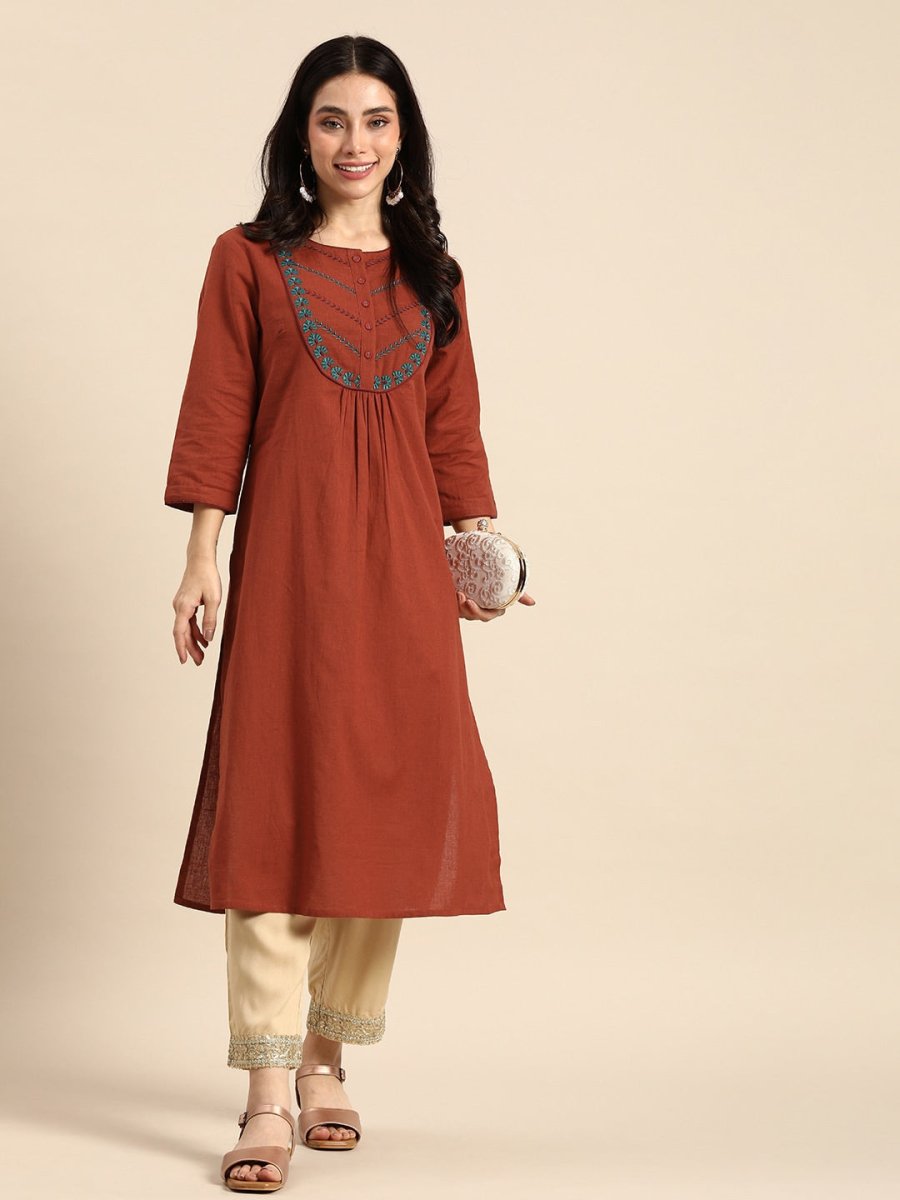 All About You Women Ethnic Motifs Embroidered Thread Work Kurta - Distacart