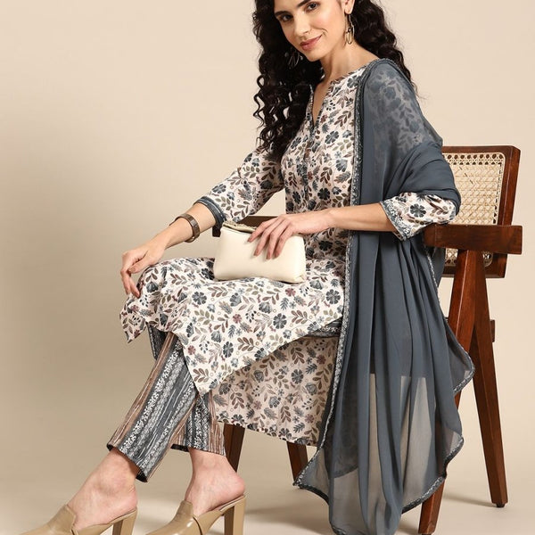 Anouk Women Floral Printed Regular Kurta with Trousers & With Dupatta - Distacart