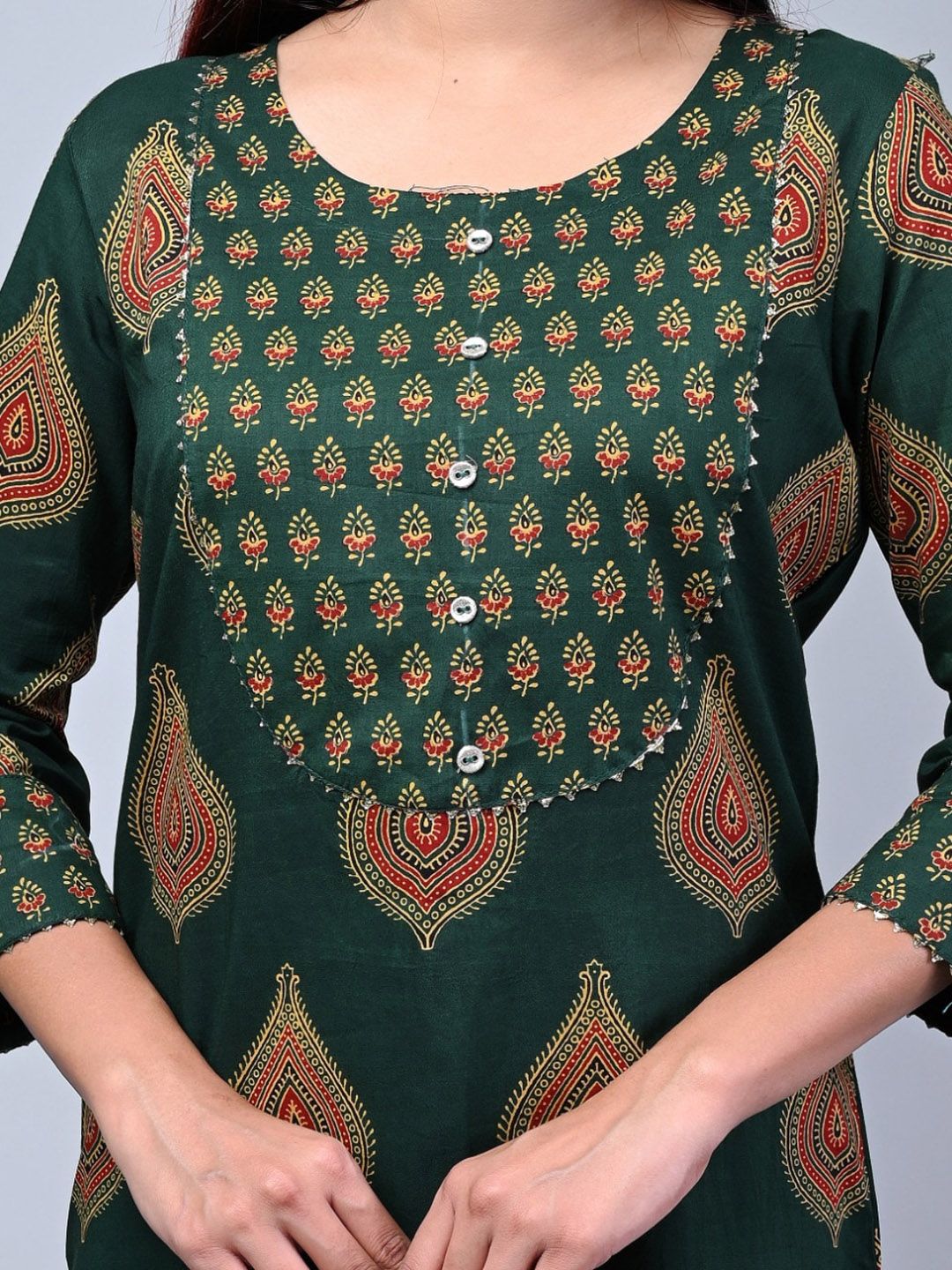 Swasti Women Green Ethnic Motifs Printed Floral Kurta - Distacart