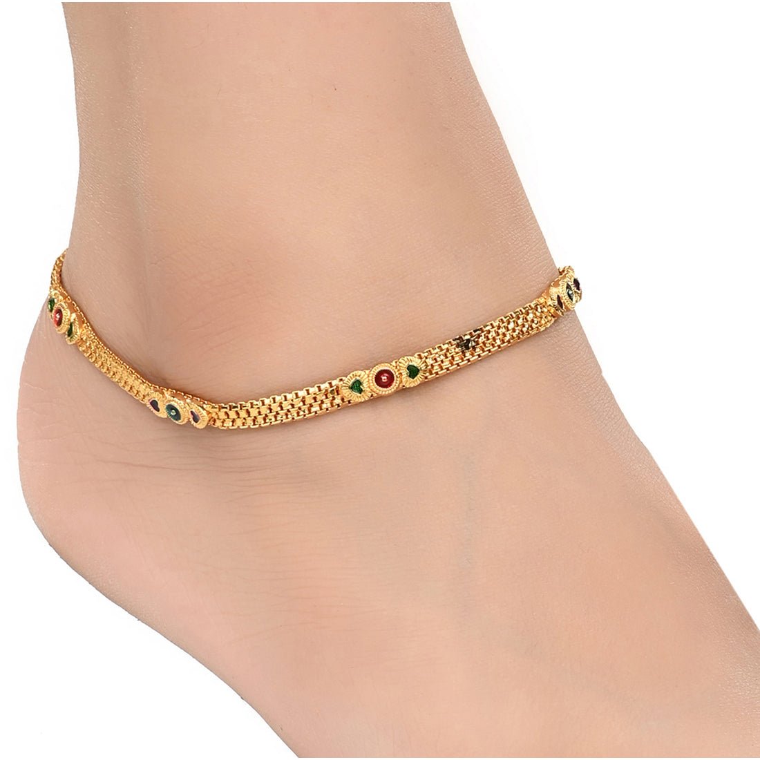 AanyaCentric Gold Plated Traditional Anklets Payal - Classic and Stylish for Women and Girls - Distacart