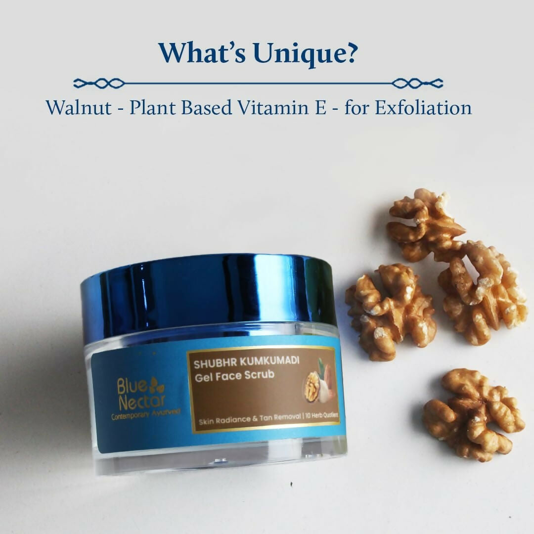 Blue Nectar Gel Face Scrub With Plant Based Vitamin E & Walnut For Gentle Exfoliation & Skin Brightening - Distacart
