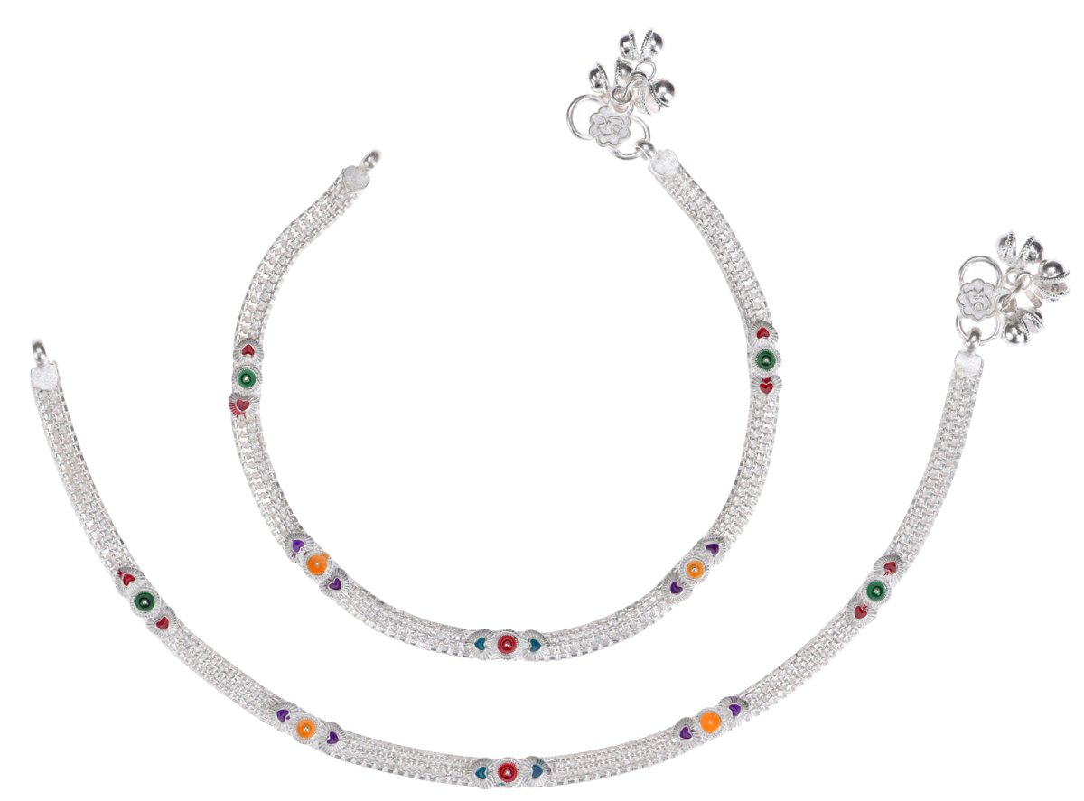 AanyaCentric Silver Plated Traditional Anklets Payal - Classic and Stylish for Women and Girls - Distacart