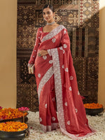 Thumbnail for kasee Floral Chikankari Silk Blend Saree - Distacart