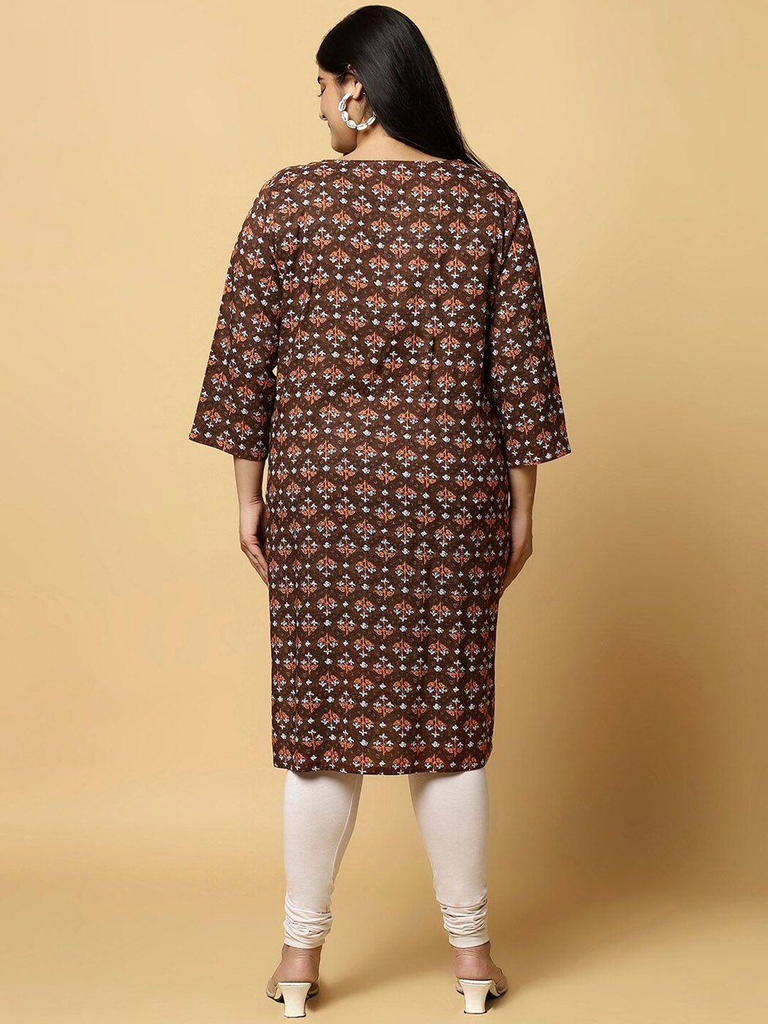 Sztori Plus Size Ethnic Motifs Printed Pure Cotton Kurta