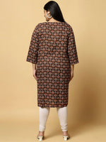 Thumbnail for Sztori Plus Size Ethnic Motifs Printed Pure Cotton Kurta