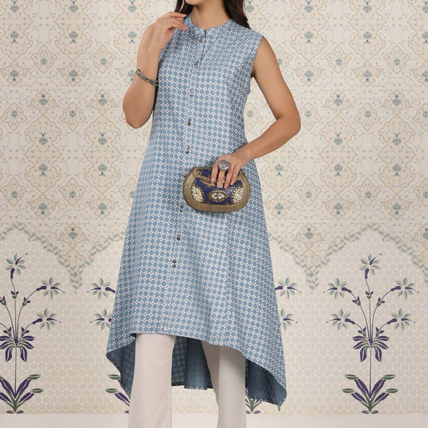 Ode by House of Pataudi Ethnic Motifs Printed Mandrain collar A-Line Kurta - Distacart