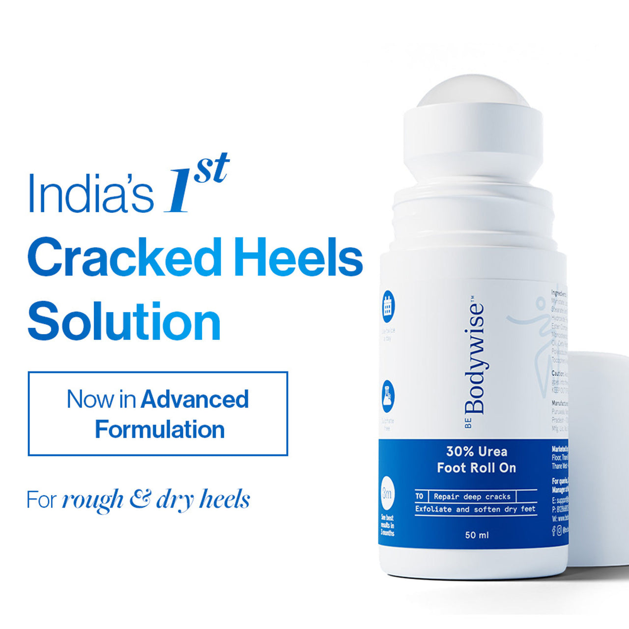 Be Bodywise 30% Urea Foot & Heel Roll On For Very Dry Feet & Cracked Heels