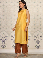 Thumbnail for Ode by House of Pataudi Mandarin Collar Kurta With Palazzos - Distacart