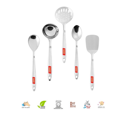 Sumeet Stainless Steel Big Serving and Cooking Spoon Set - Dista