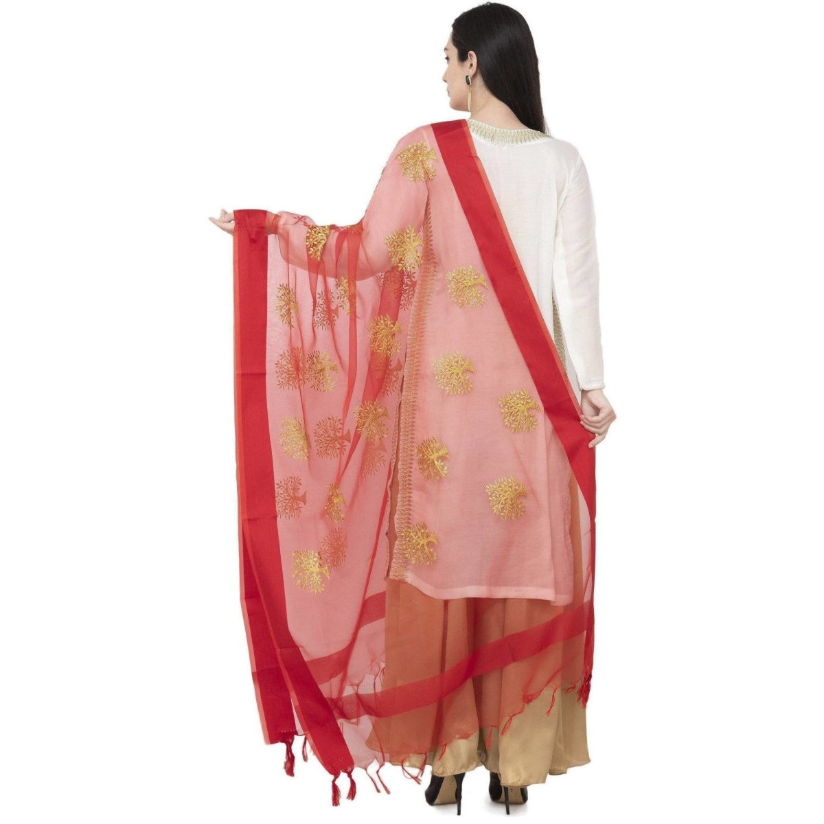 A R SILK TISSUE ZARI EMB. Fancy Dupatta Mehroon Color Dupatta or Chunni