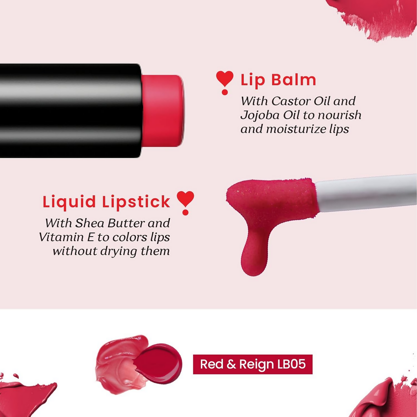 Color Cupid 2 in 1 Tinted Lip Balm + Liquid Lipstick - Red & Reign - Distacart