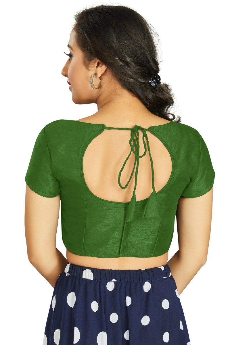 Aastha Fashion Women's Mehendi Art Silk Designer Festive Wear Readymade Blouse - Distacart