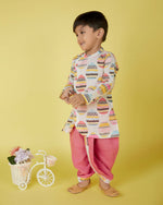 Thumbnail for Joban Fashion Kids Island Cotton Full Sleeves printed Kurta and Solid Dhoti - Pink - Distacart