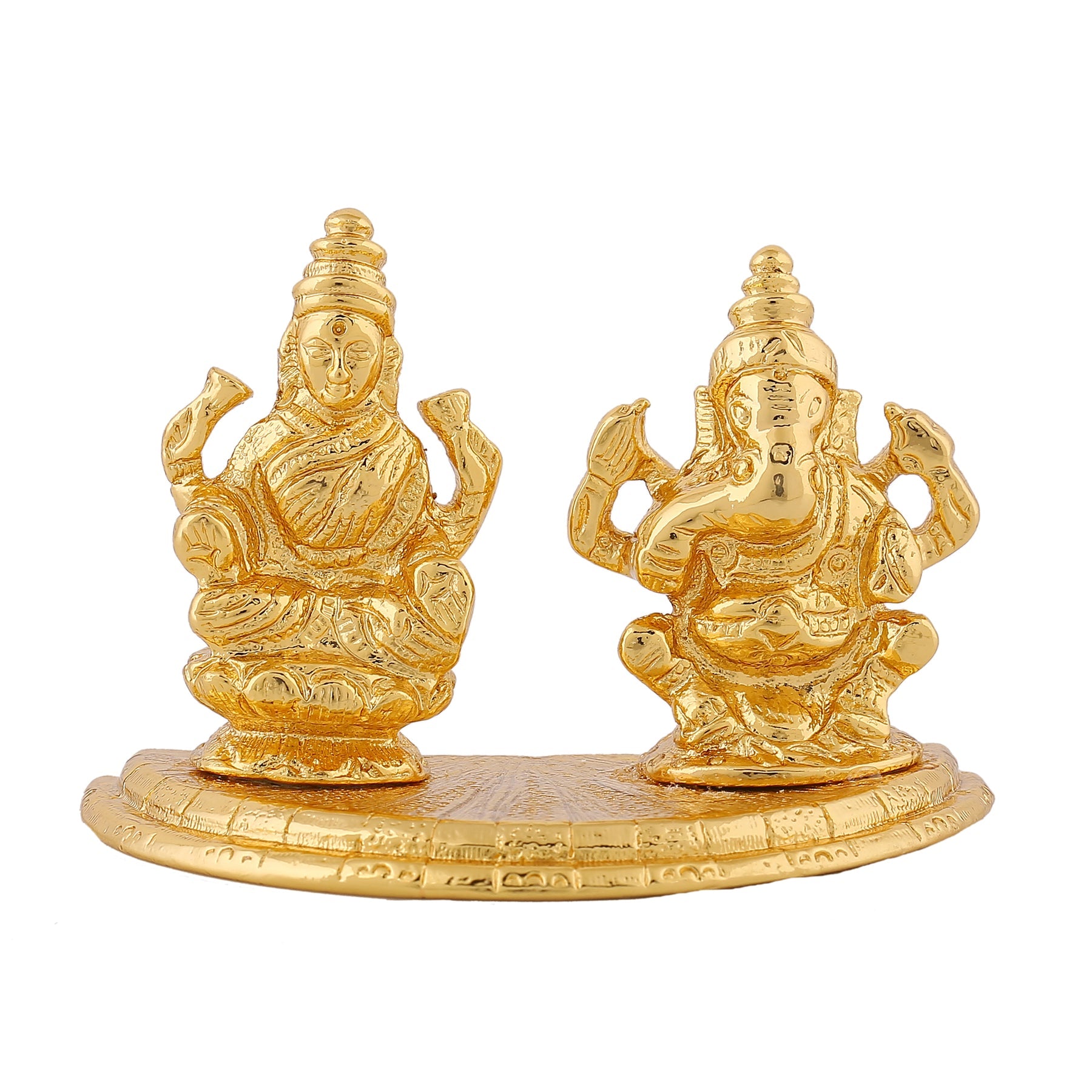 Estele Gold-Polished Goddess Laxmi & Lord Ganapati Idol for Pooja & Car Decor - Distacart