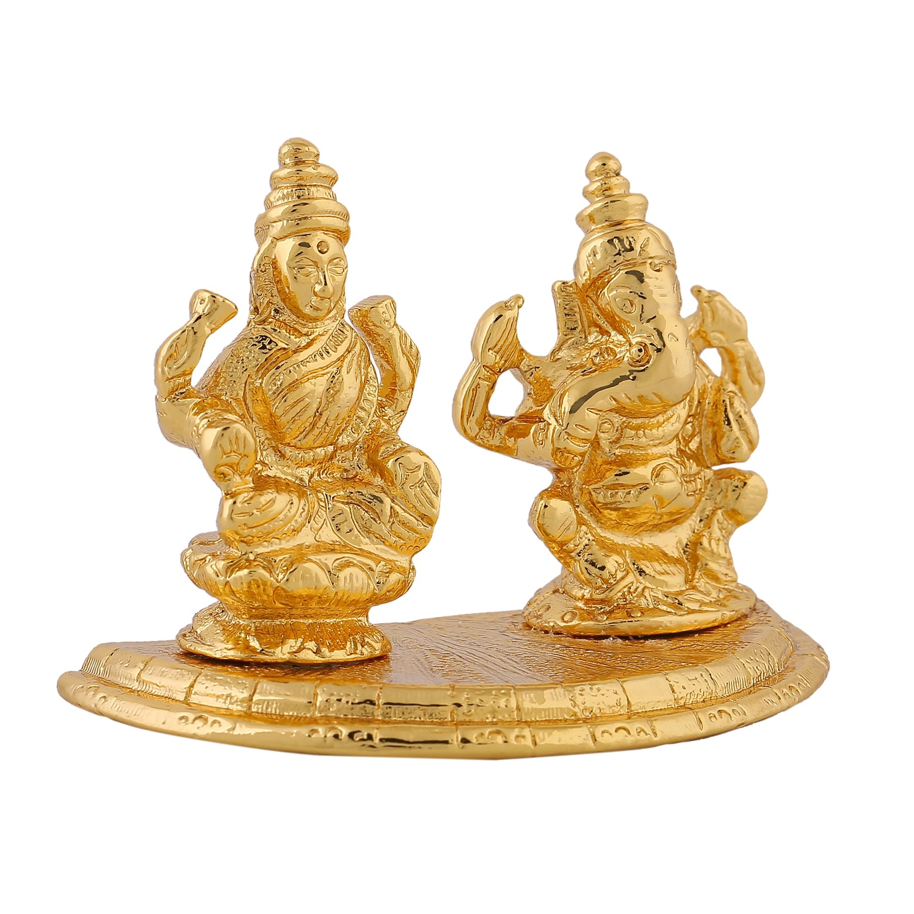 Estele Gold-Polished Goddess Laxmi & Lord Ganapati Idol for Pooja & Car Decor - Distacart