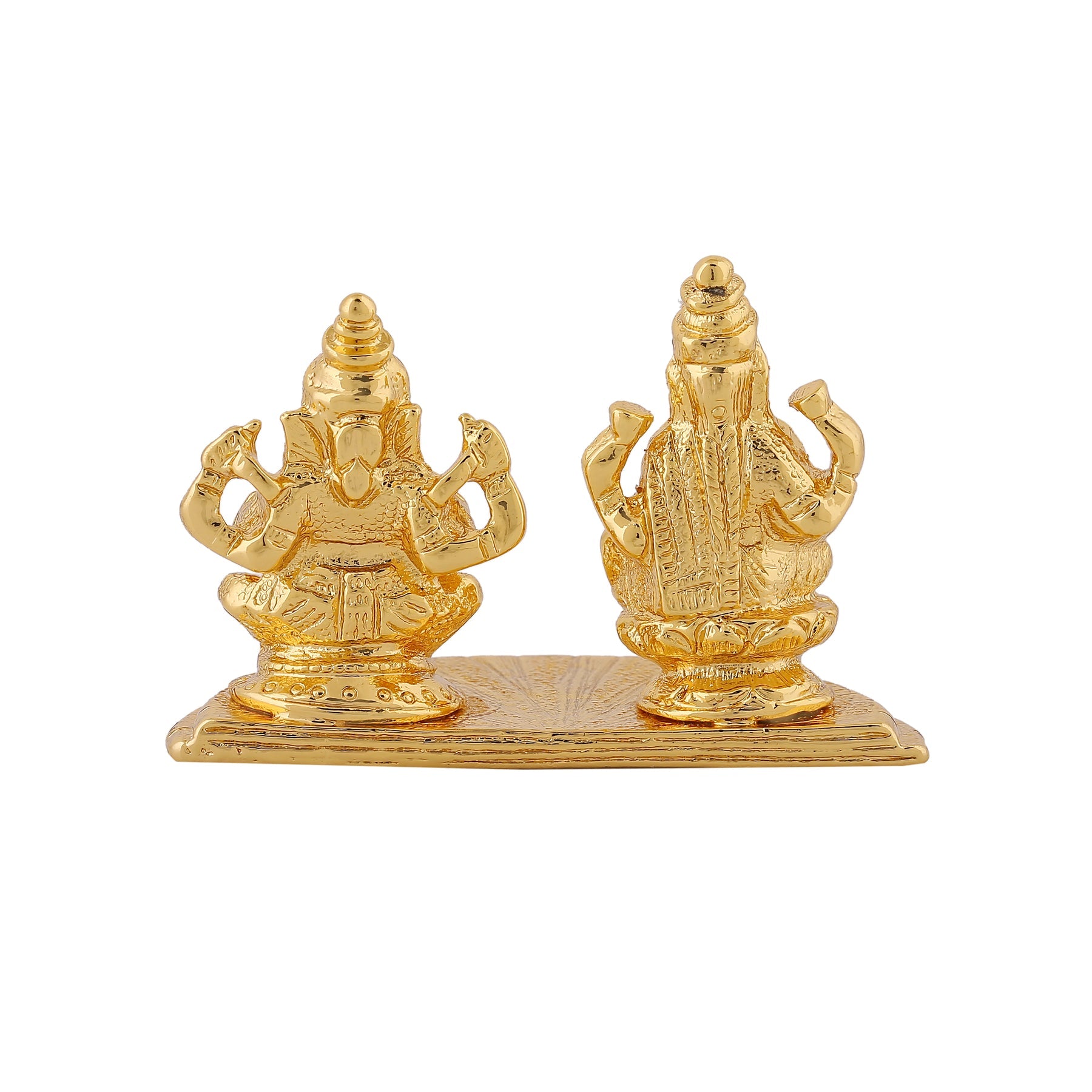 Estele Gold-Polished Goddess Laxmi & Lord Ganapati Idol for Pooja & Car Decor - Distacart