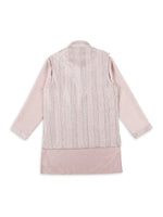 Thumbnail for Joban Fashion Kids Island Embroidery Sequence Full Sleeves Kurta, Pyjama Set with Nehru Jacket - Pink - Distacart