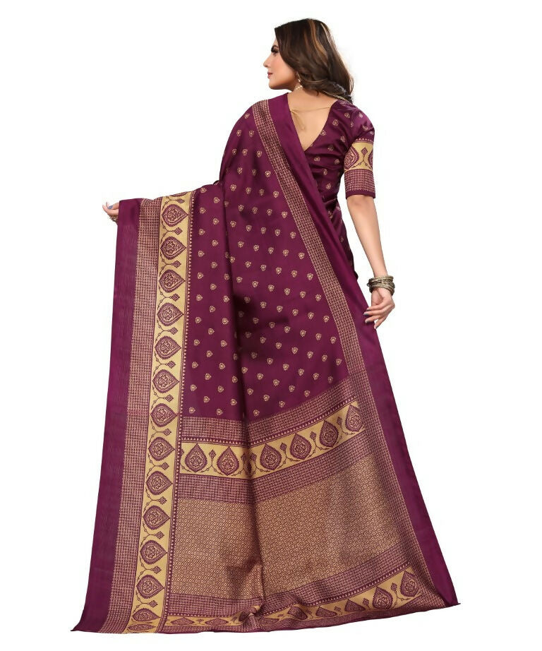 Vamika Purple Printed Art Silk Saree - Distacart