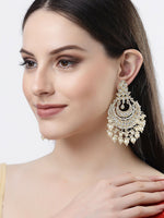 Thumbnail for NVR Women Gold-Plated Kundan Chandbali Earrings - Distacart