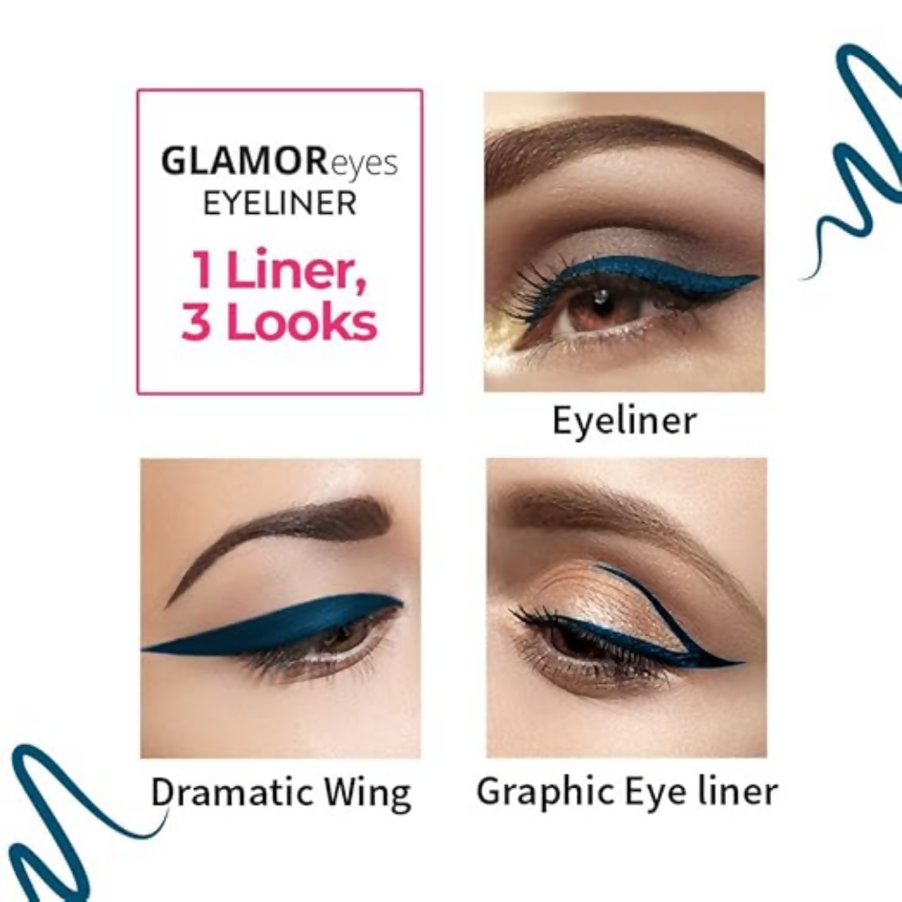 Nykaa Glamoreyes Waterproof & Smudgeproof Coloured Natural Liquid Eyeliner - Blue - Dista