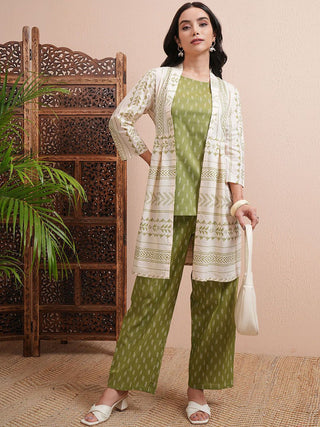 Vishudh Women Ethnic Motifs Embroidered Regular Pure Cotton Top with Palazzos - Distacart
