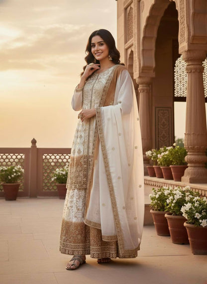 Teeya Creation Multi Color Star Georgette Heavy Embroidery Work Functional Wear Salwar Suit - Distacart