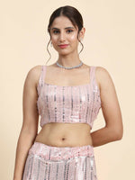 Thumbnail for Jyoti Fashion Premium Pink Faux Georgette 3MM & 7MM Sequins Embroidery Lehenga Choli with Dupatta - Distacart