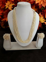 Thumbnail for Inhanns Bloom Handmade Beaded Necklace With Earrings - 12 Layers - Cream Necklace Set - Distacart