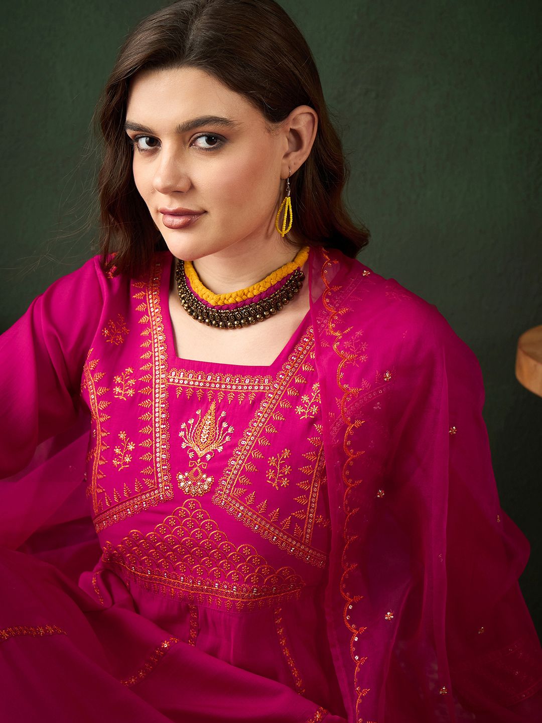 Sangria Embroidered Kurta & Trouser With Dupatta - Distacart