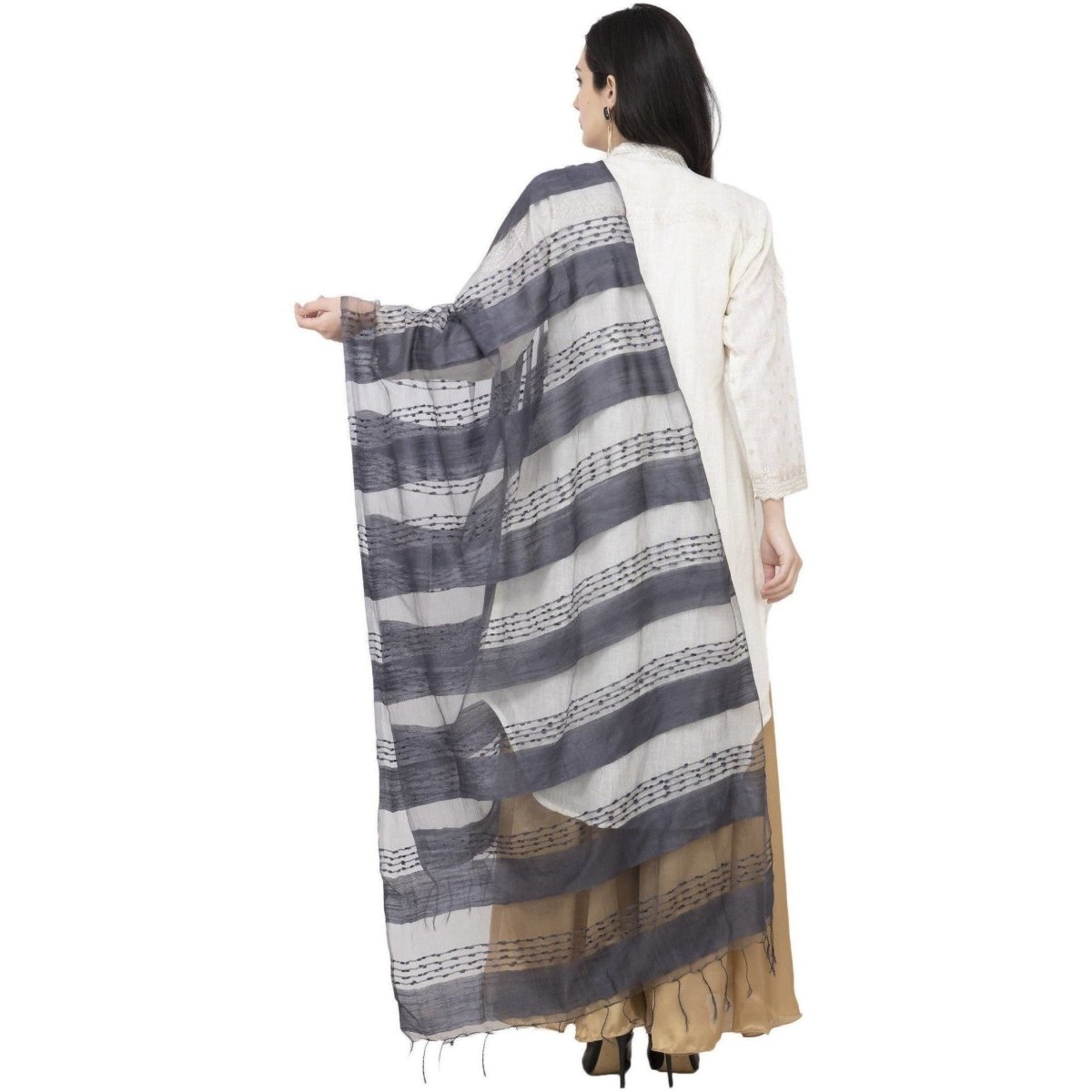 A R SILK Payal Plan Regular Dupatta Gray Color Dupatta or Chunni