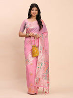 Thumbnail for Astita Linen Cotton Pink Saree