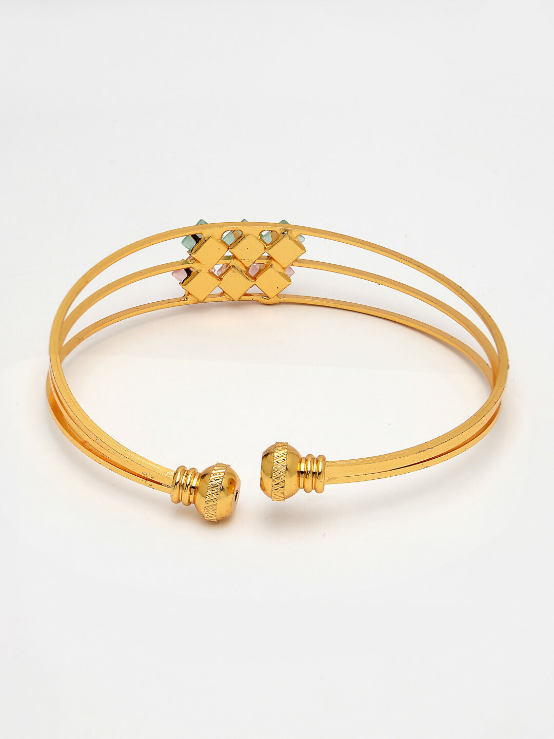 NVR Women's Gold-Polished CZ Stone-Studded Cuff Bracelet - Distacart