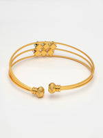 Thumbnail for NVR Women's Gold-Polished CZ Stone-Studded Cuff Bracelet - Distacart