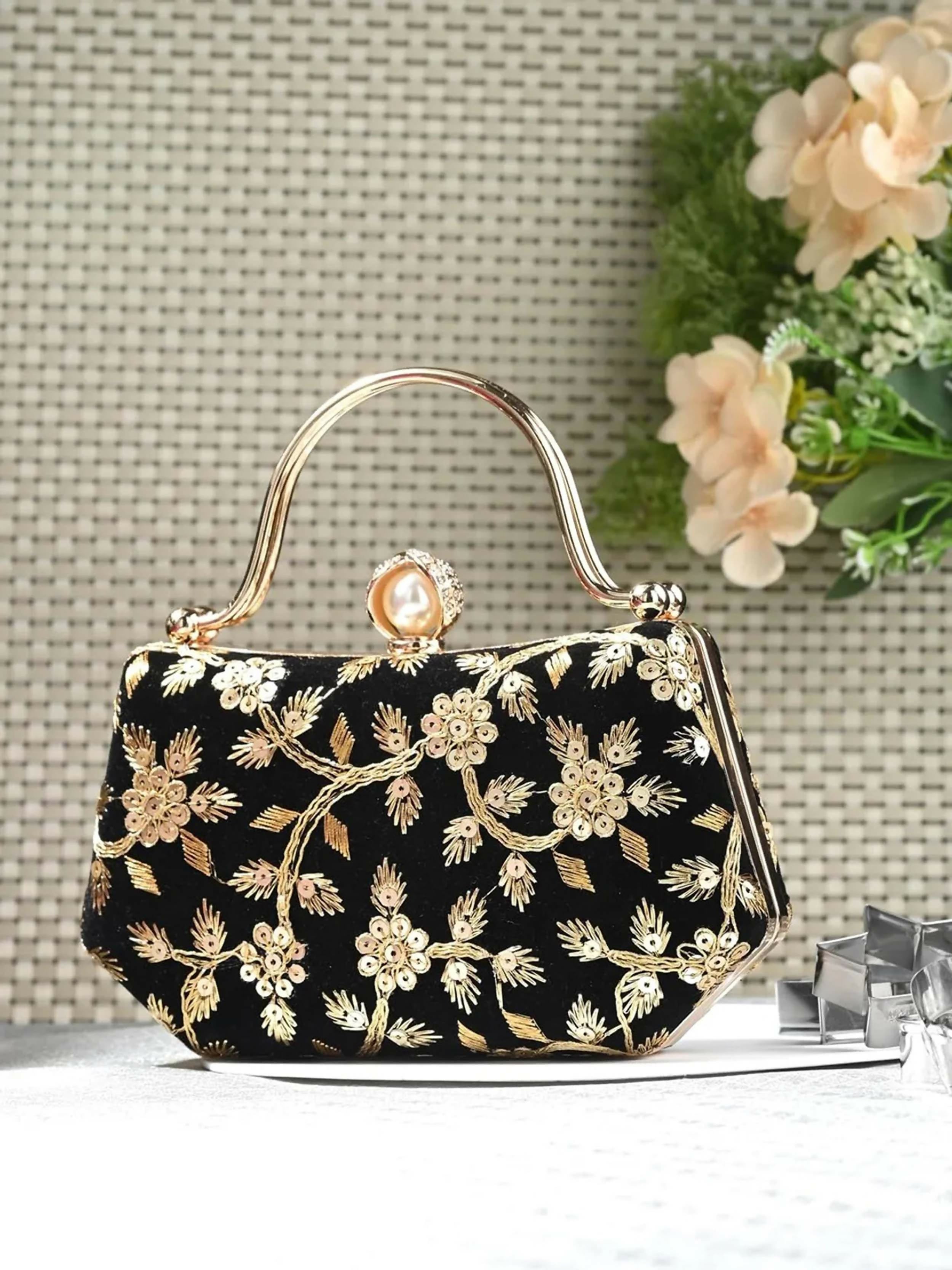 Joban Fashion Bridal Hand Clutch For Women & Young Girls - Black - Dista
