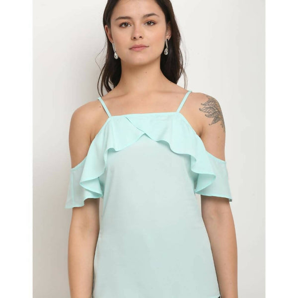 Aastha Fashion Women's Mint Green Polyester Solid Casual Top - Distacart