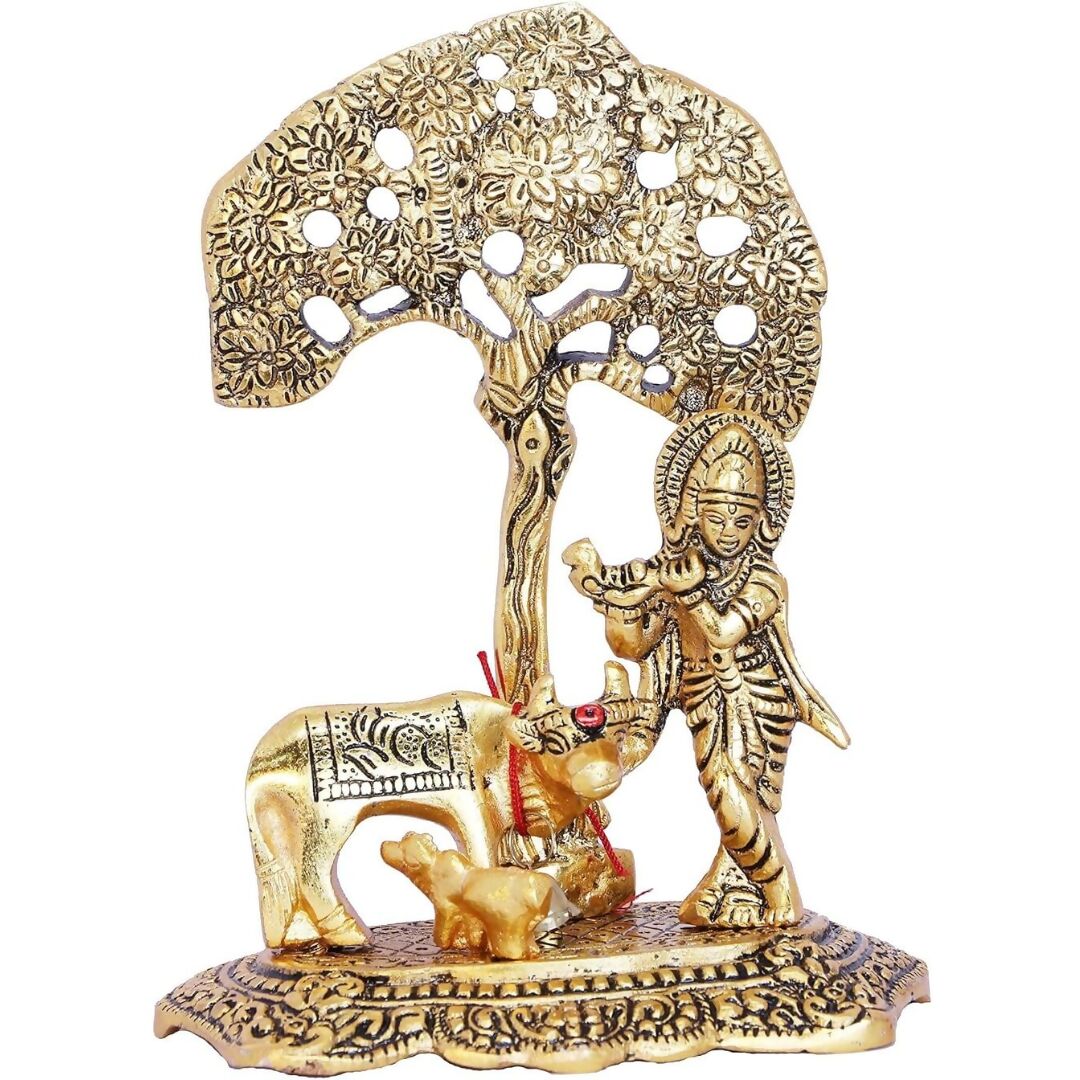 Chhariya Crafts Metal Krishna With Kamdhenu Cow - Distacart